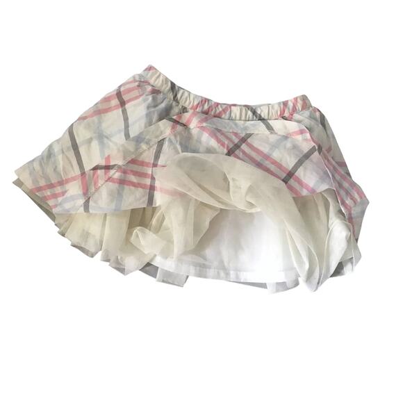 GYMBOREE Kids Girls Plaid Tutu skirt ivory pink 100% Cotton Size 7 - Picture 1 of 5